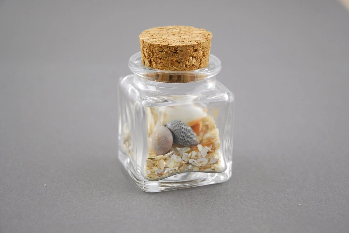 Mini Glass Bottle Square With Cork 1.4oz (Pack Of 24) 3 Mini Glass Bottle Square With Cork 1.4oz (Pack Of 24) - Image 3