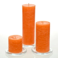 Richland Rustic Pillar Candle 3" X "3, 3" X 6" & 3"x 9" Orange Set Of 36
