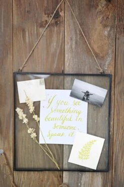 Hanging Metal Double Glass Frame 14" X 14.75"