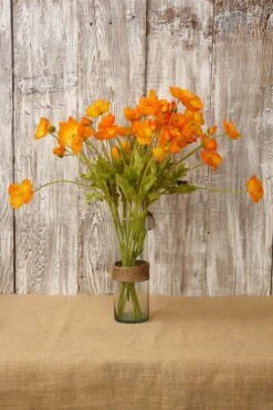 12 Orange Poppy Flowers Silk Flowers -Candle Glow Deals Store poppy spray orange 23 1
