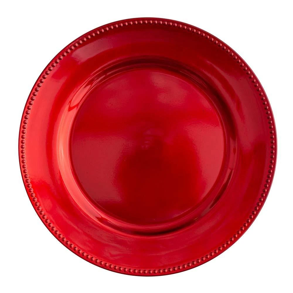 Richland Beaded Charger Plate 13" Red Set Of 12 1 Richland Beaded Charger Plate 13" Red Set Of 12