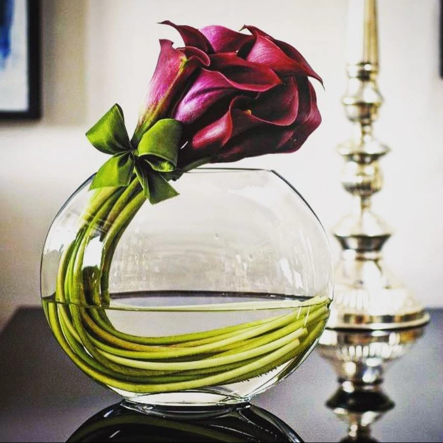 Round Glass Vase 10in 2 Round Glass Vase 10in - Image 2