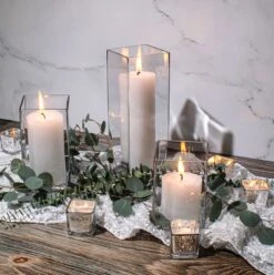 Eastland Square Vases 6", 8" & 12" Set Of 18 8 Eastland Square Vases 6", 8" & 12" Set Of 18 -Candle Glow Deals Store squarevases