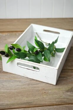 White Wood Rectangle Tray 9x13