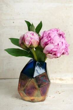 Iridescent Blue Mogul Bohemian Bud Vase