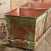 Verdigris Copper Herb Planters & Tray 12in